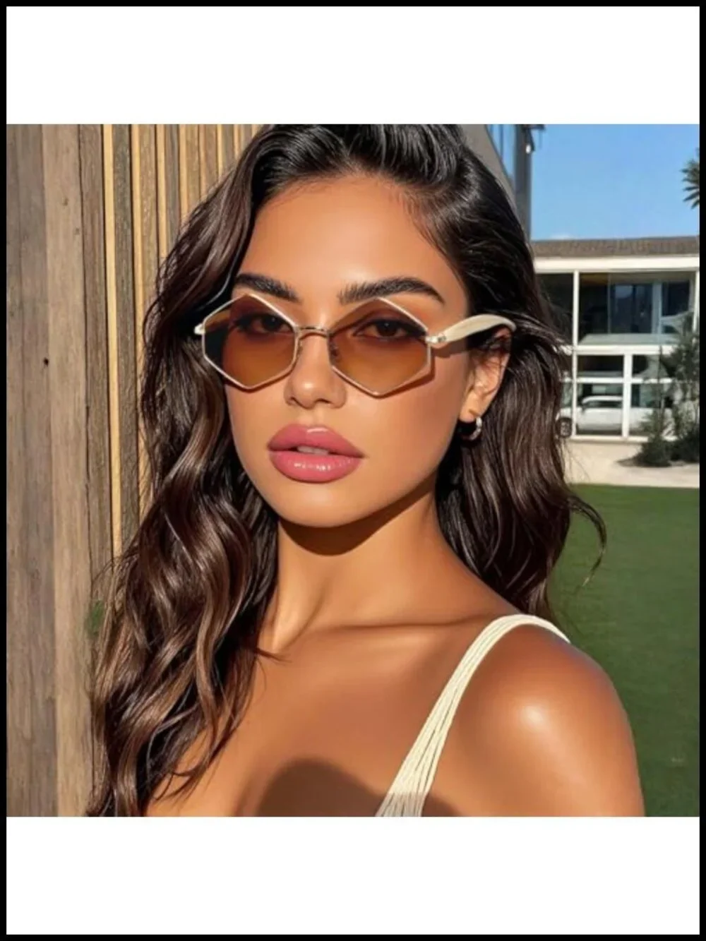 Retro Narrow Rhombus Y2K Sunglasses UV Protection Metal Frame Unisex